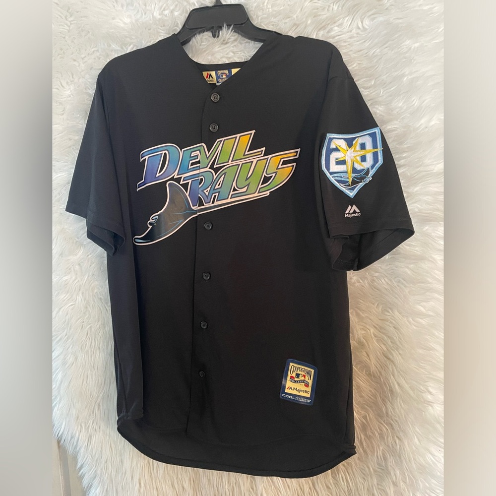 Tampa Bay Devil Rays Cooperstown By Majestic Cool Base 20th Anniversary Jersey-L
